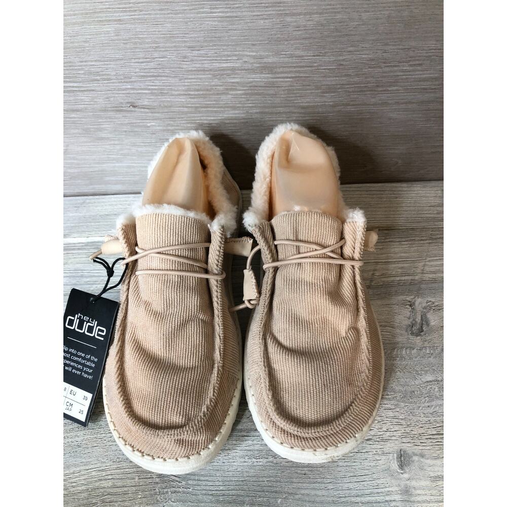 HEY DUDE WENDY CORDUROY CREAM Lightweight Slip-On Women’s Shoe Sz 8 - Picture 2 of 5